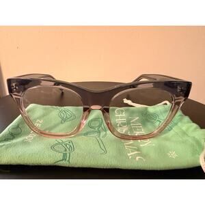 Tandy Rectangle Gray & Pink Acetate Frames w/ Clear Lenses
